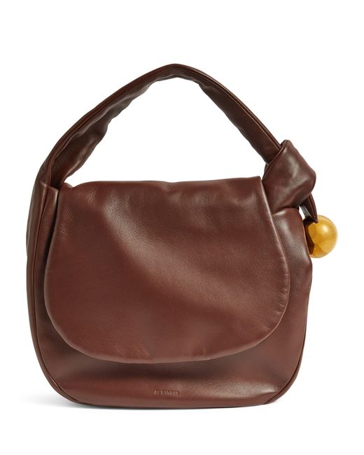 Jil Sander Brown Medium Leather Sphere Shoulder Bag