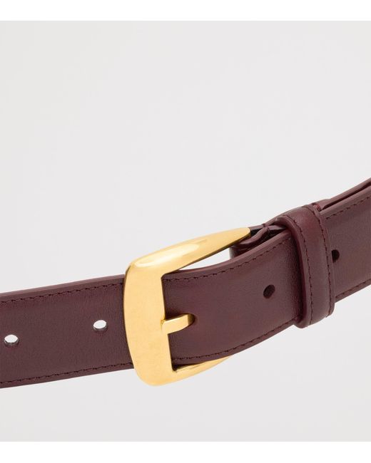 Saint Laurent Red Leather Trapezoid Belt