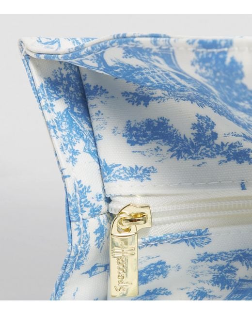 Harrods Blue Toile Shoulder Tote Bag