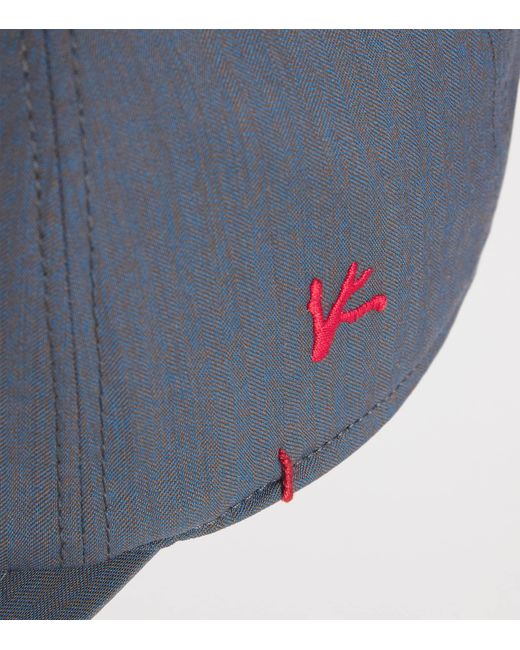 Isaia Blue Wool-Blend Embroidered Baseball Cap for men