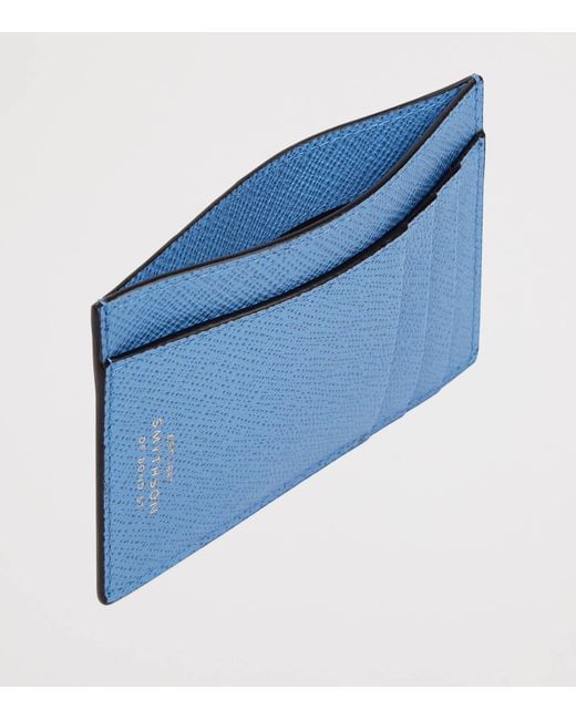 Smythson Blue Panama Leather Compact Card Holder for men