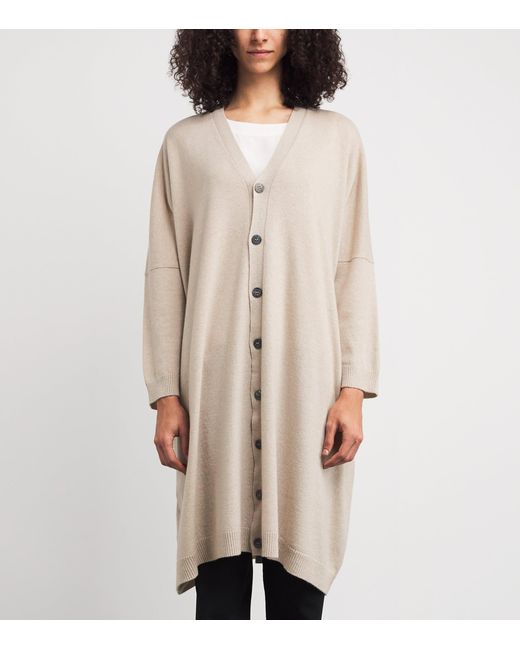 Eskandar Natural Cashmere Wide Longline Cardigan