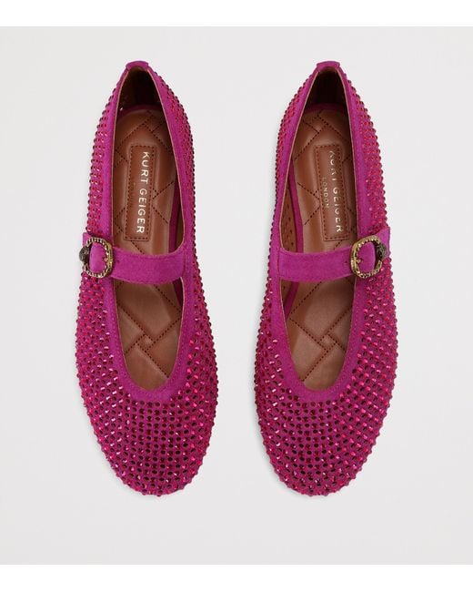 Kurt Geiger Purple Suede Mayfair Ballet Flats