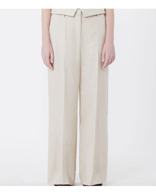 Weekend by Maxmara White Linen Wide-Leg Trousers