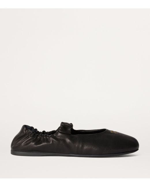 Miu Miu Black Leather Ballerina Flats For