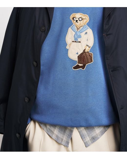 Ralph Lauren Blue Cotton-Cashmere Polo Bear Sweatshirt for men