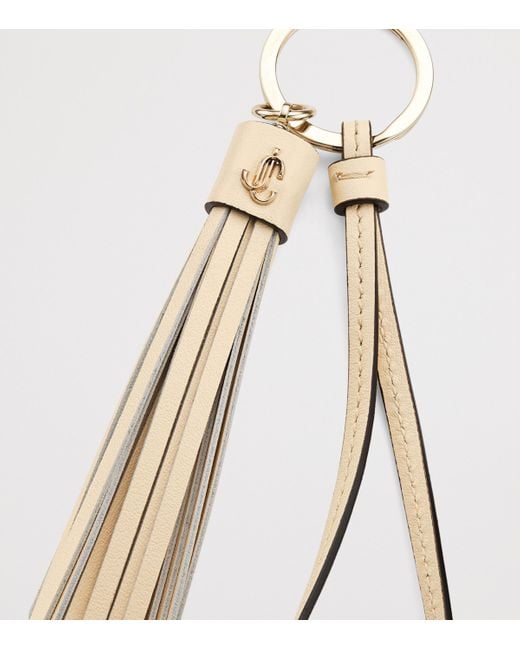 Jimmy Choo White Tassel Leather Keyring Charm