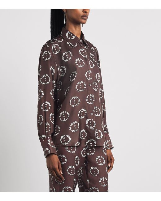 Sandro Brown Silk Floral Shirt