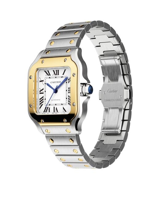 Cartier Metallic And Stainless Steel Santos De Watch for men