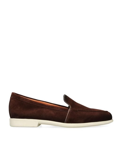 Santoni Brown Suede Malibu Loafers