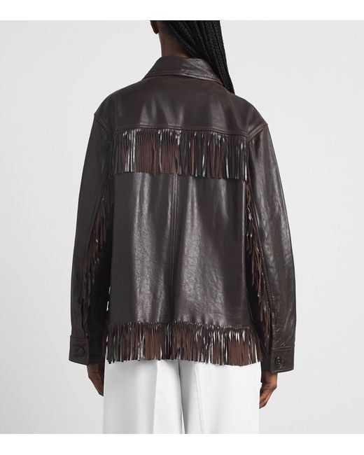 Polo Ralph Lauren Black Fringed Leather Jacket