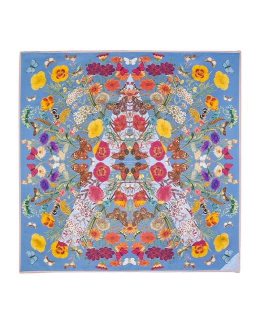 Aspinal Blue Botanical 'A' Silk Scarf
