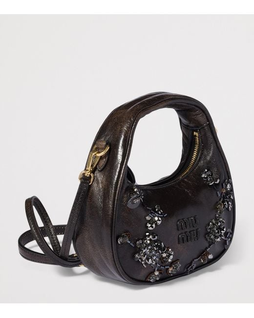 Miu Miu Black Mini Leather Wander Top-Handle Bag