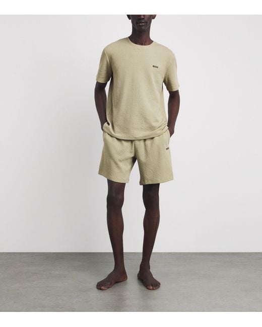 Boss Natural Waffle-Knit Logo Shorts for men