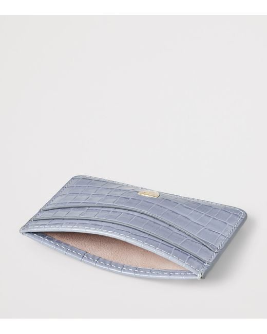 Aspinal Blue Leather Croc-Embossed Slim Card Holder