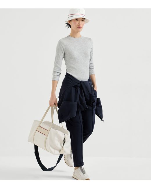 Brunello Cucinelli Gray Cashmere-Blend Sparkle Sweater