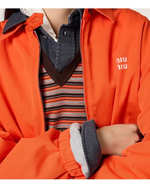Miu Miu Blue Denim Distressed Logo Shirt