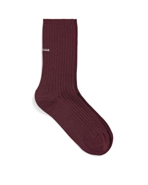 Balenciaga Purple Wool-Blend Logo Socks