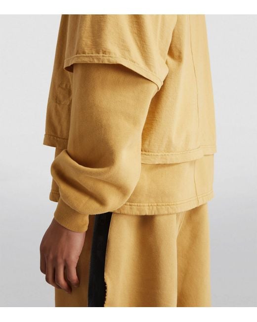 Rick Owens Yellow Double-layer Hustler Hoodie for men