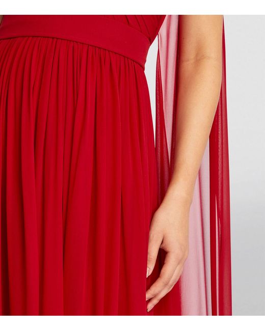 Elie Saab Silk Pleated Gown in Red | Lyst