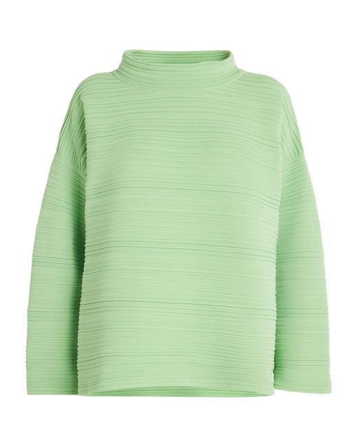 Pleats Please Issey Miyake Green Crepe Knit Top