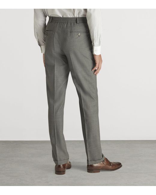 Dunhill Gray Wool-Cashmere Tailored Travel Trousers for men