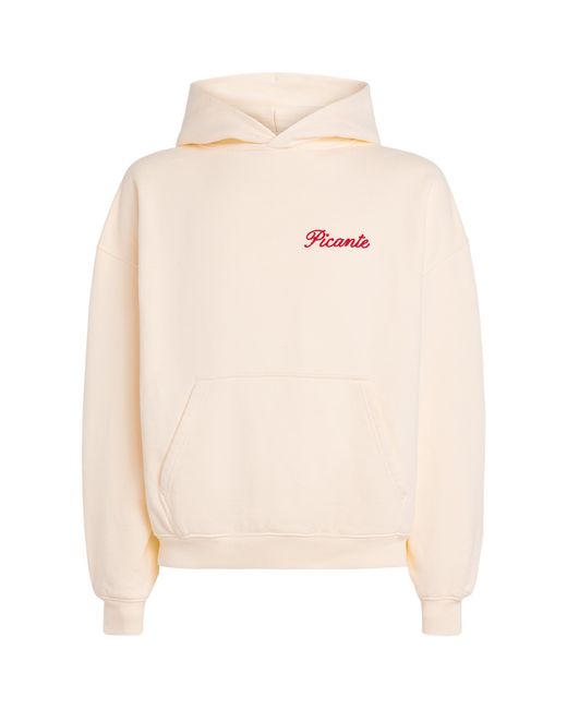 Picante White Organic Cotton Tailor Logo Hoodie for men