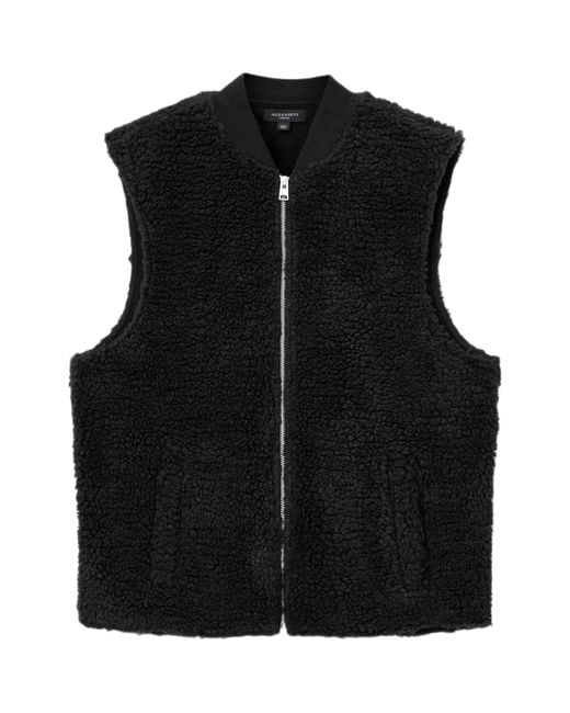 AllSaints Black Sherpa Otis Gilet for men