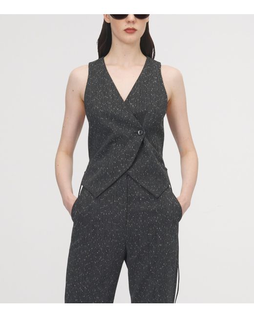 McQueen Black Wool Pinstripe Corset Waistcoat