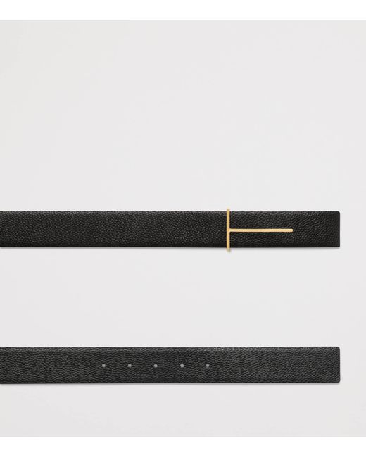 Tom Ford Black Calf Leather Reversible Slim T Belt for men