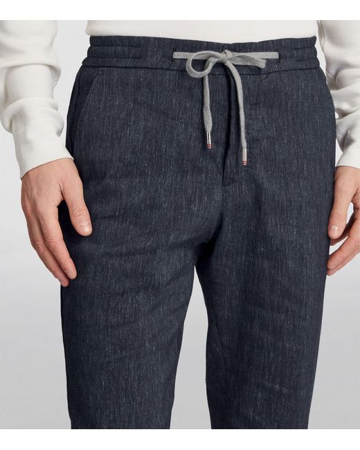 Marco Pescarolo Blue Cashmere-linen Drawstring Trousers for men