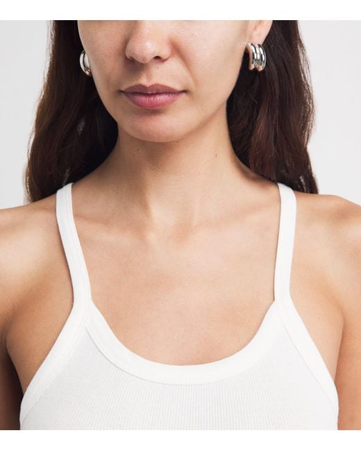 ÉTERNE White Cotton Ribbed Cami Top