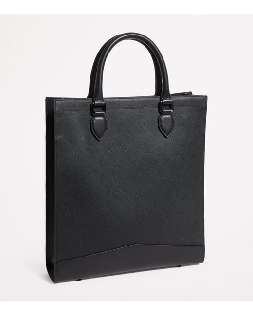 Harrods Black Saffiano Leather Tote Bag for men