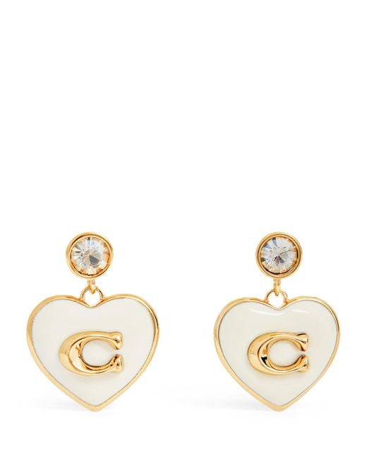 COACH Metallic Heart Droplet Earrings
