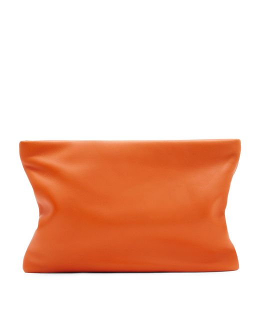 AllSaints Orange Leather Bettina Clutch Bag