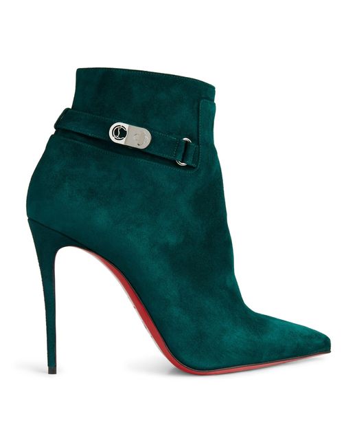 Christian Louboutin Green Lock So Kate Booty Suede Ankle Boots 100