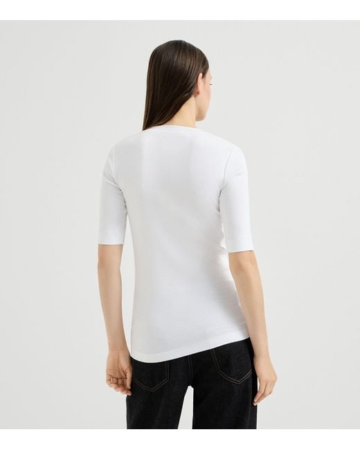 Brunello Cucinelli White Monili V-Neck T-Shirt