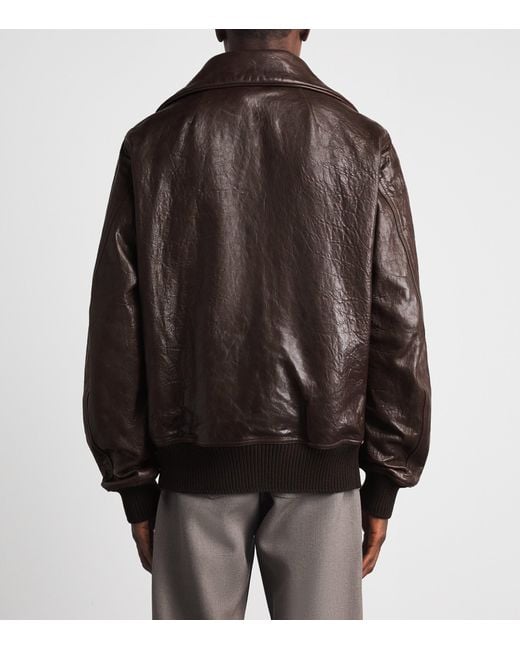 Rick Owens Brown Dracuflight Leather Jacket for men