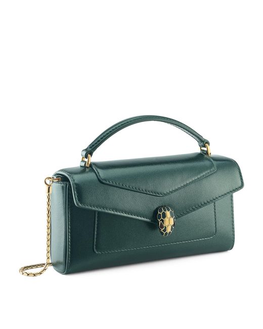 BVLGARI Green Calfskin Serpenti Forever Cross-Body Bag