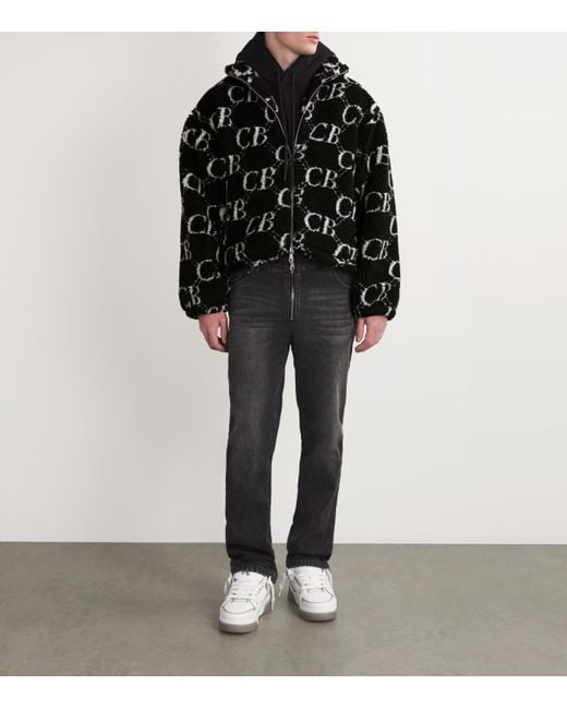 Cole Buxton Black Monogram Fleece Jacket for men