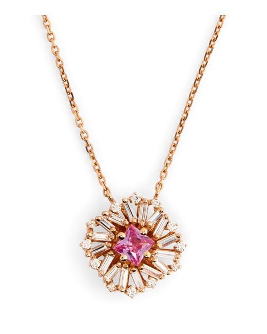 Suzanne Kalan Metallic Diamond And Sapphire Princess Flower Necklace