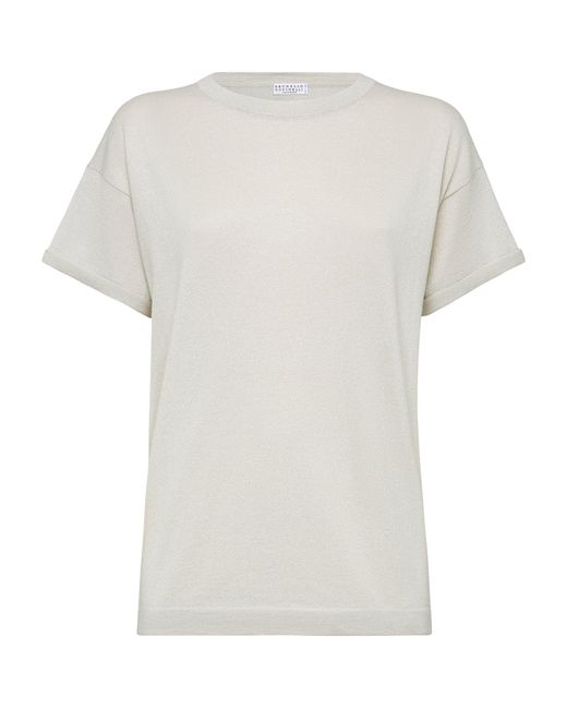 Brunello Cucinelli White Cashmere-Silk-Blend T-Shirt