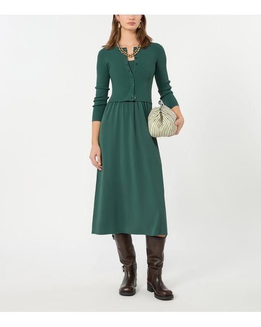 Weekend by Maxmara Green Rib-Knit Midi Dress