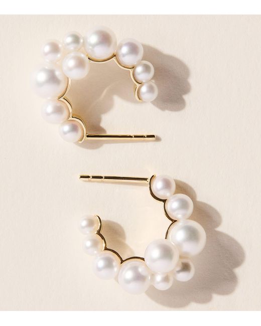 Sophie Bille Brahe Natural And Pearl Boucle Botticelli Hoop Earrings