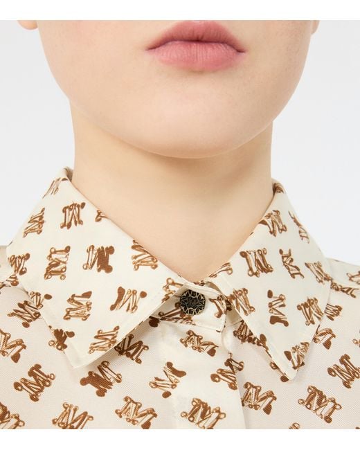 Max Mara White Silk Logo-Print Shirt