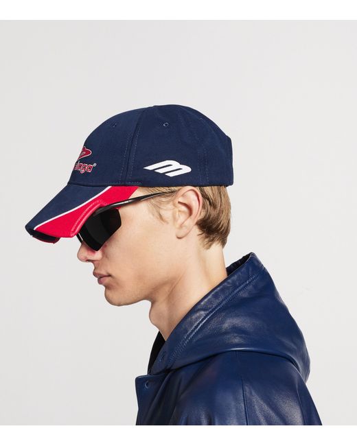 Balenciaga Blue Cotton 3B Football Cap for men