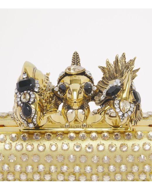 Alexander McQueen Metallic Crystal Bosch Knuckle Clutch Bag