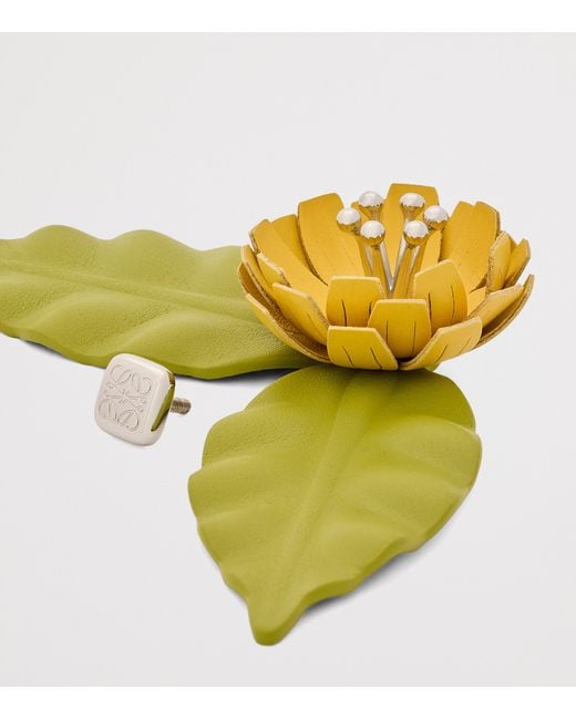 Loewe Green X Paula's Ibiza Leather Flower Pistil Pin