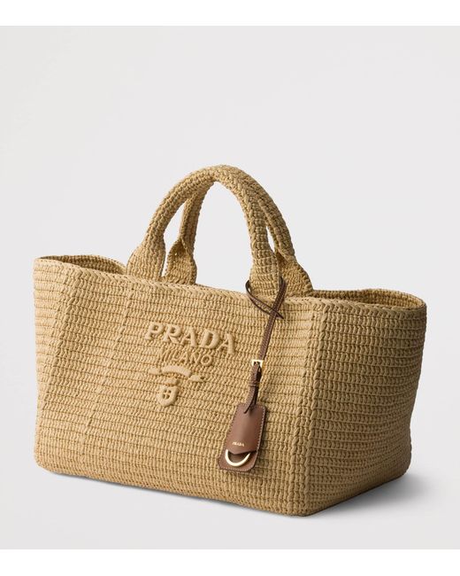 Prada Brown Large Crochet Tote Bag