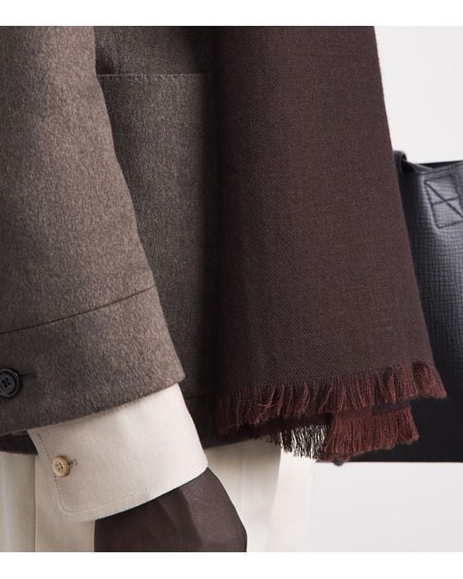 Colombo Brown Cashmere-Silk Scarf for men